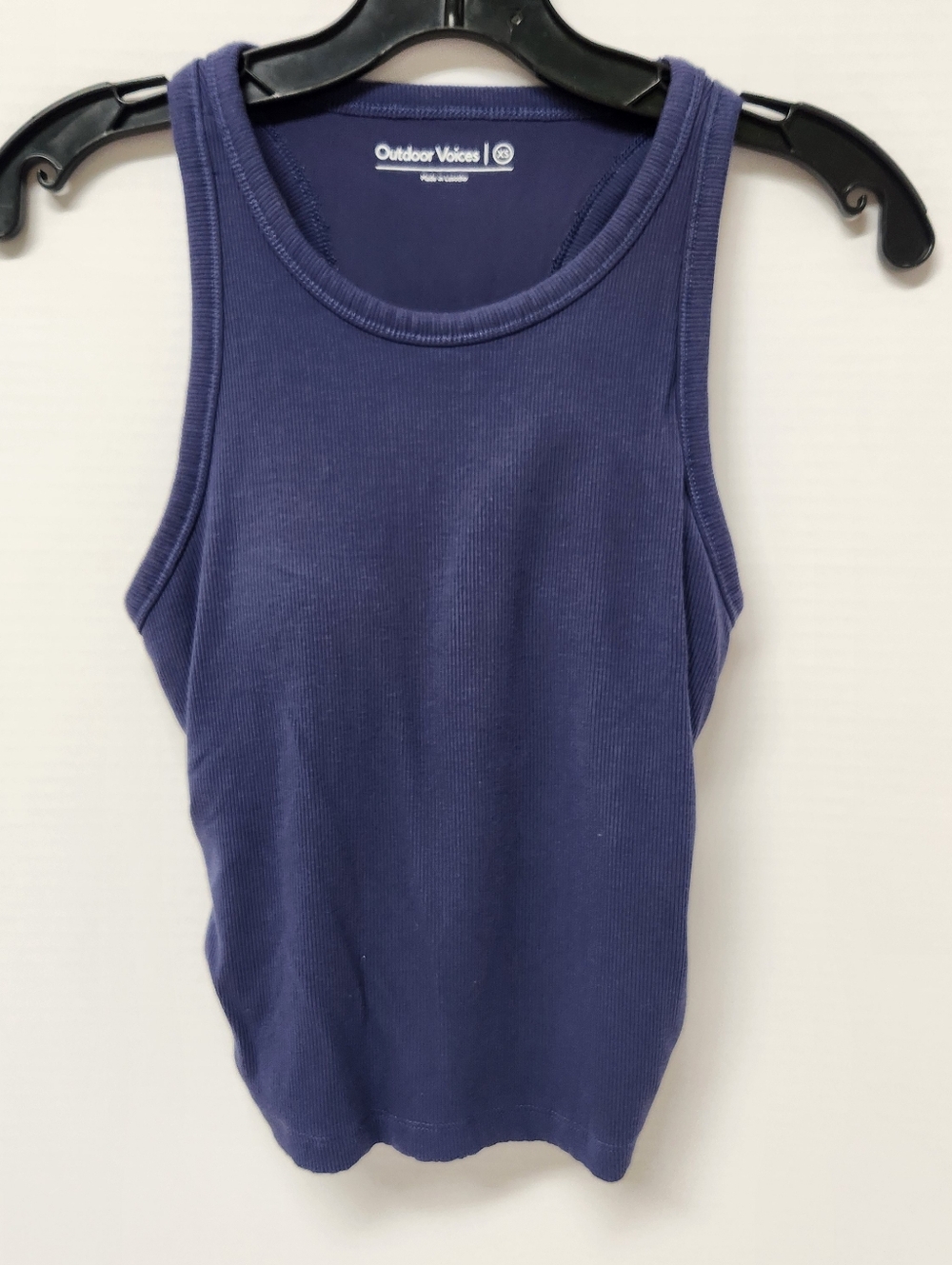 Outdoor Voices Blue Ribbed Tank Ruched Side Built in Bra XS Athletic Casual